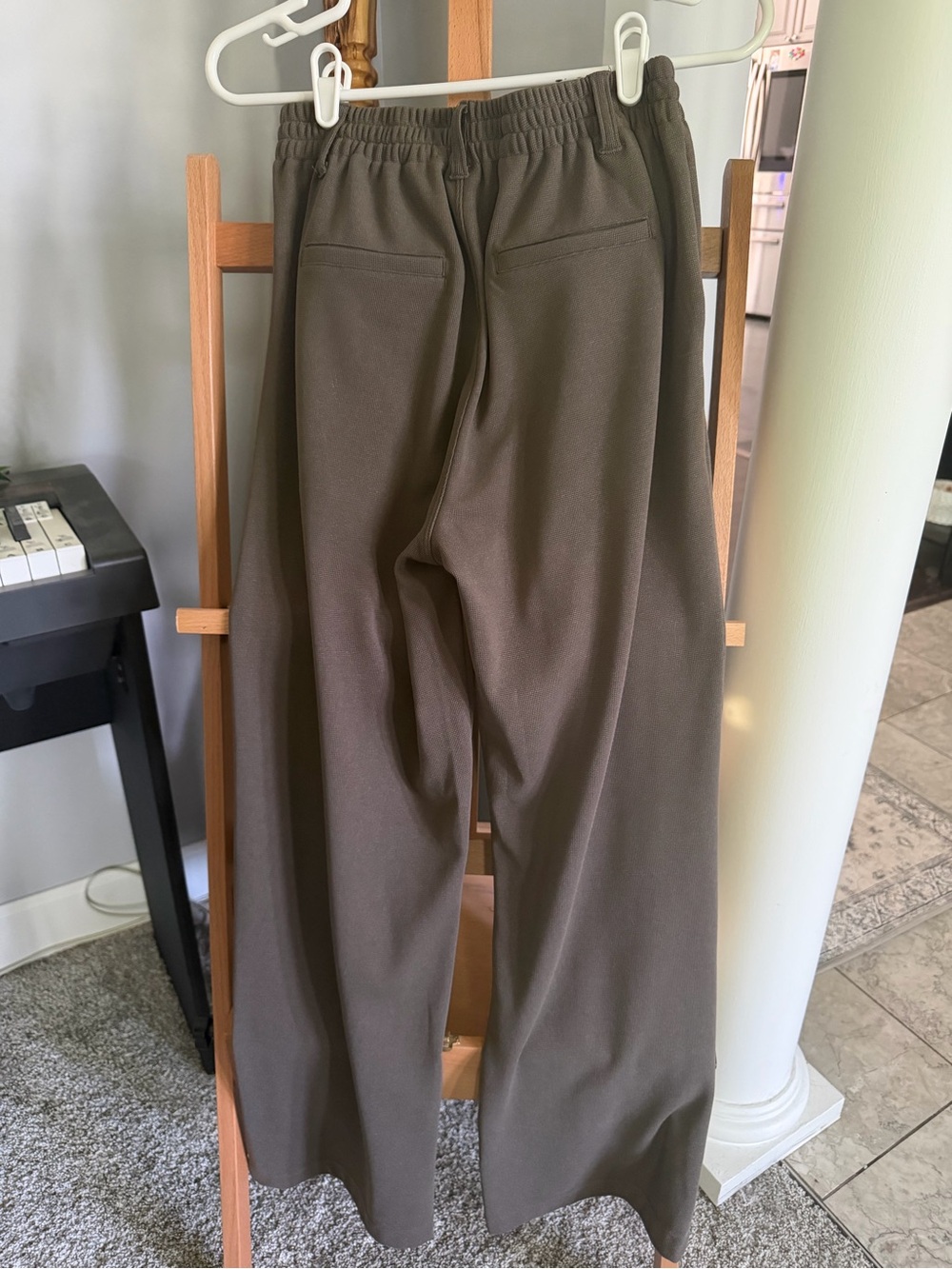 Women's Olive Green Relaxed Chino Pants - Picture 3 of 6